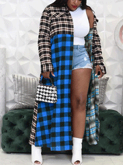 Casual Patchwork Plaid Long Shirts