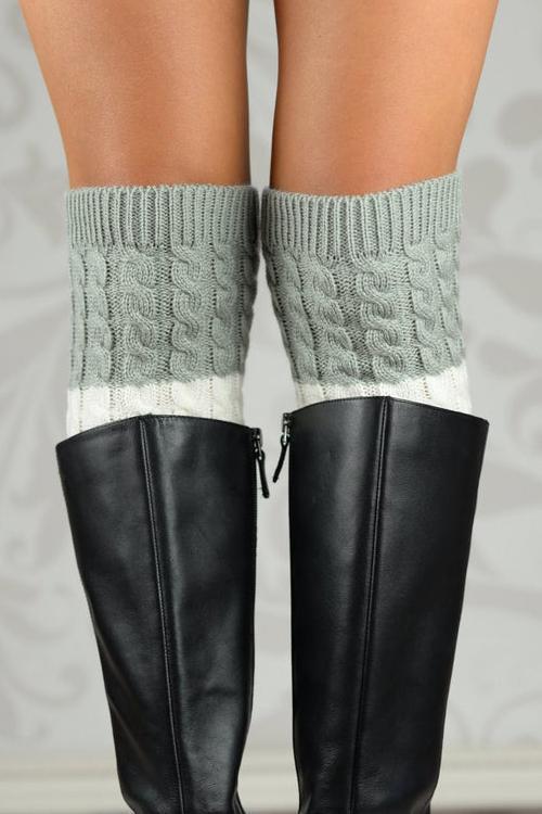 Color Block Reversible Knitted Boot Cuffs