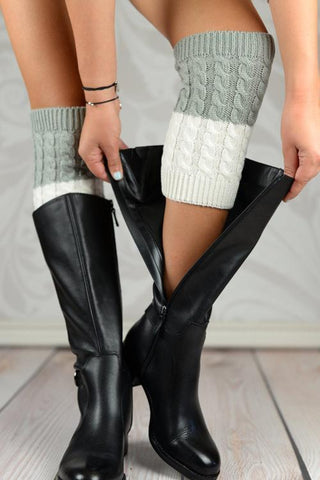 Color Block Reversible Knitted Boot Cuffs