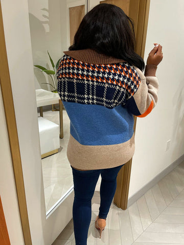 Color Block Sweater Cardigan