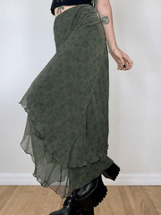 Irregular Floral Pattern Midi Skirt