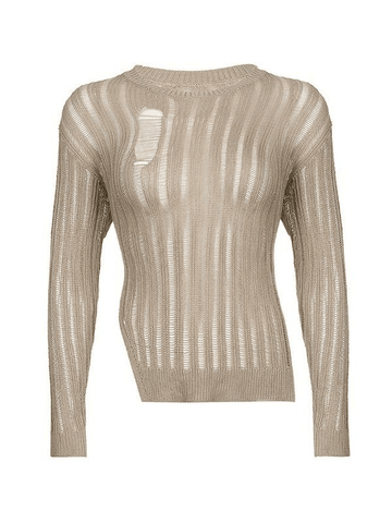 Irregular Split Distressed Knit Sweater