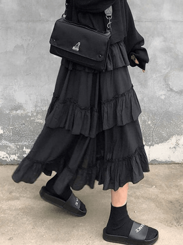 Irregular Tiered Midi Skirt