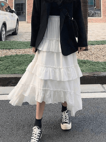 Irregular Tiered Midi Skirt