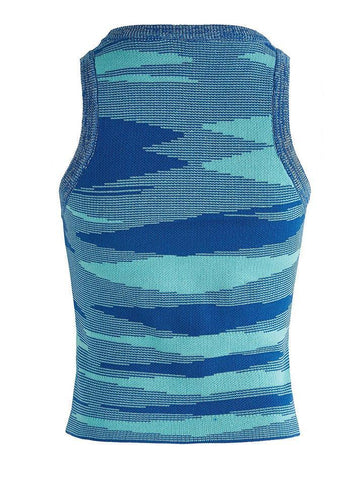 Kurzes Jacquard-Strick-Tanktop