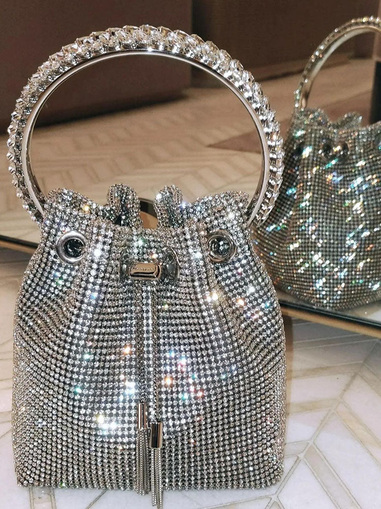 Rhinestone Decor Bucket Bag