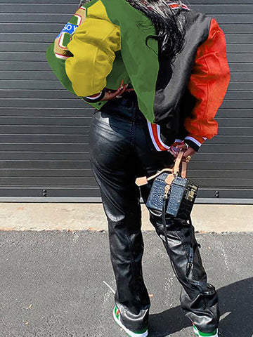 Conjunto de chaqueta y pantalón de béisbol con bloques de color