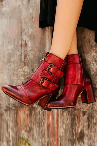 Buckle High Heel Ankle Boots