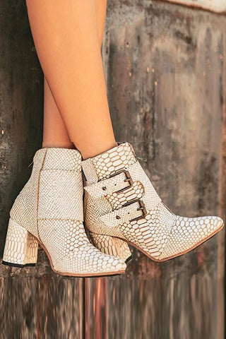 Buckle High Heel Ankle Boots