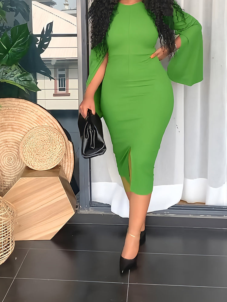 Cloak Split Sleeve Bodycon Midi Dress