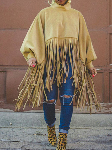 Solid Fringed Suede Top