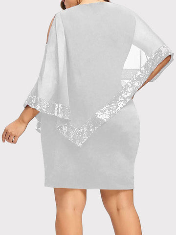 Cold Shoulder Overlay Sequins Dress