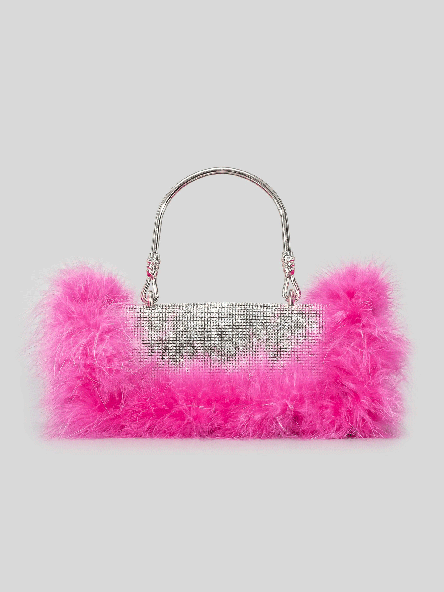 Bolso de mano de noche con diamantes de imitación peludos