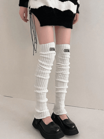 Label Design Ribbed Knit Leg Warmer