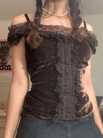 Lace Paneled Bardot Blouse