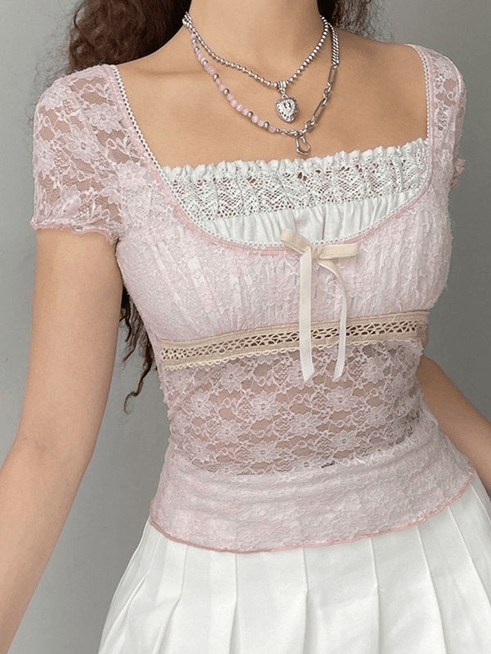 Lace Patchwork Crop Blouse