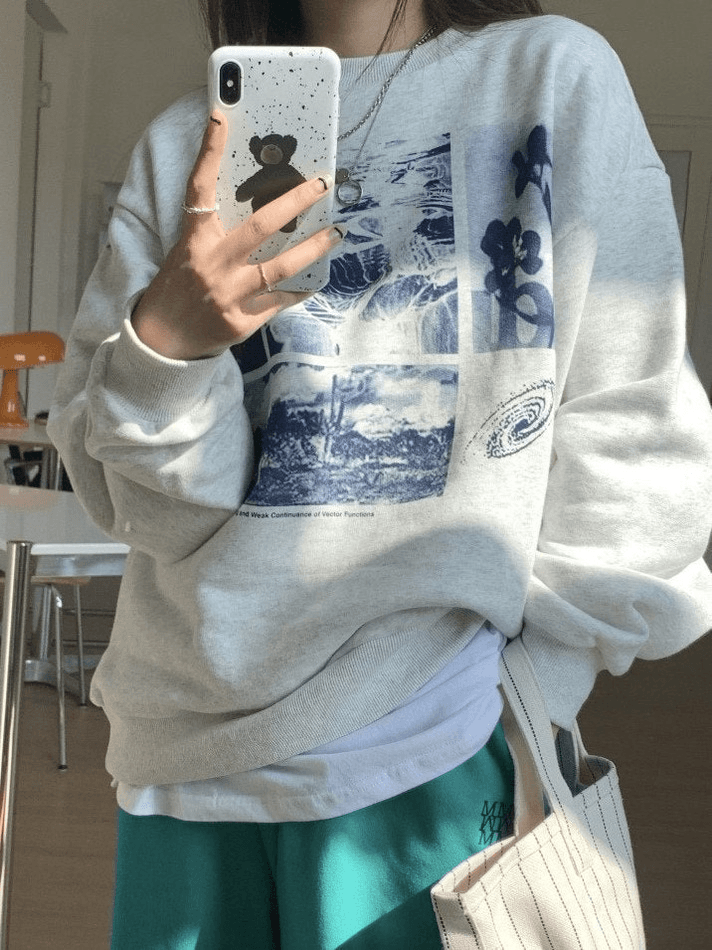 Sweatshirt mit Rundhalsausschnitt und Landschaftsdruck