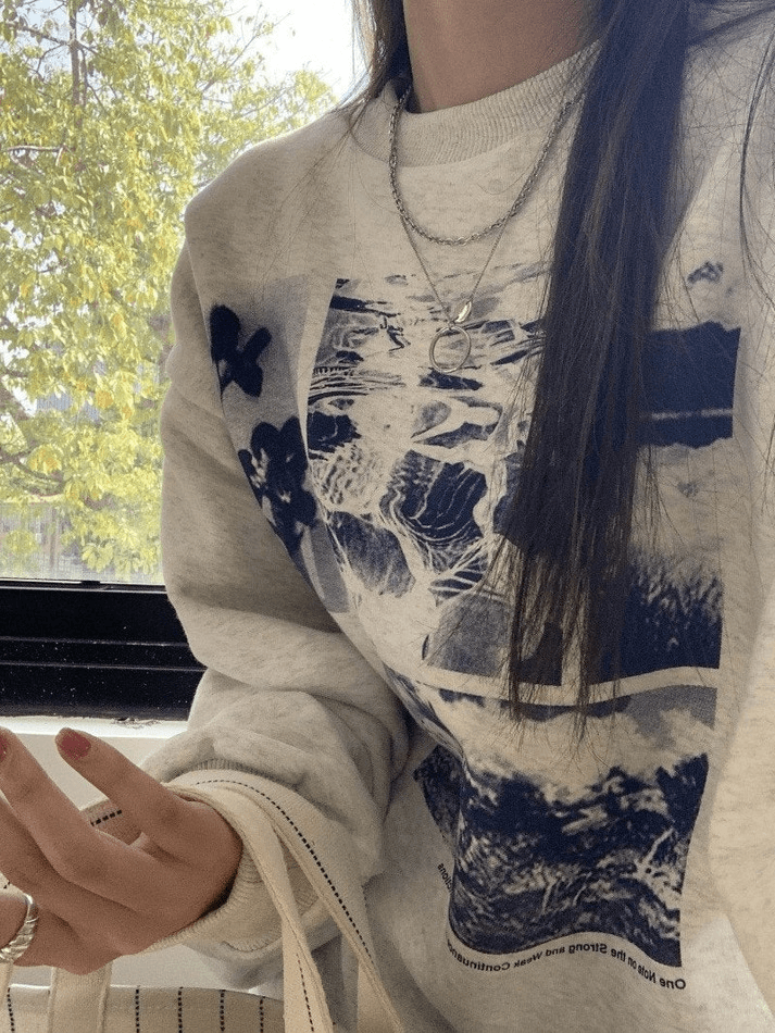 Sweatshirt mit Rundhalsausschnitt und Landschaftsdruck