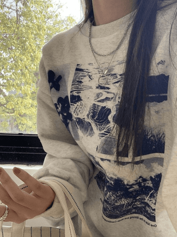 Sudadera con estampado de paisaje