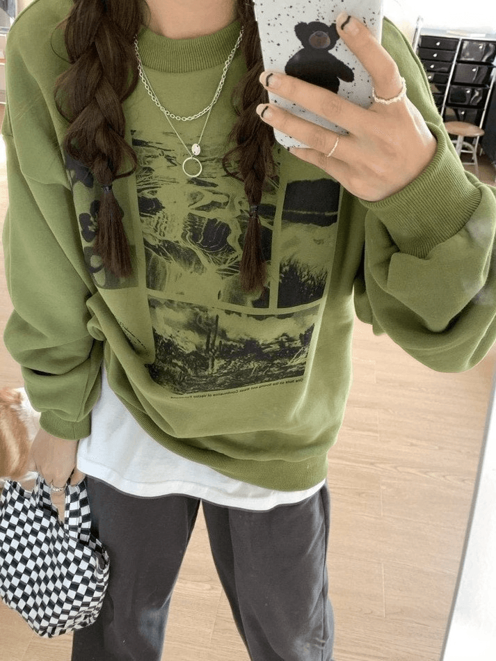 Landscape Print Crew Sweatshirt