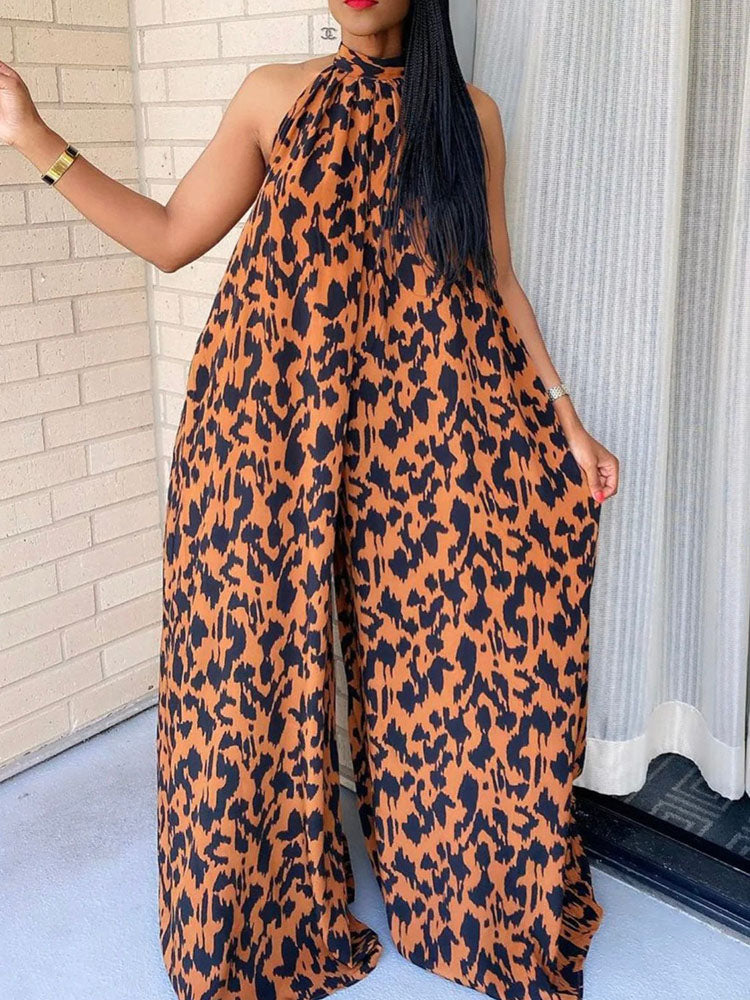 Leopard Halter Jumpsuit