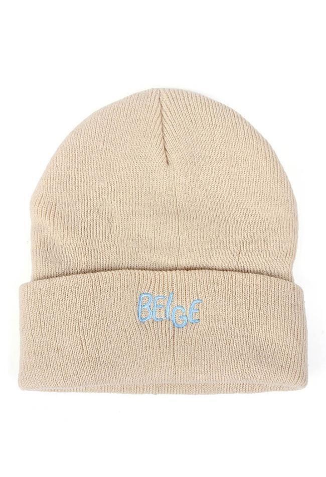 Letter Embroidery Cuffed Knit Hat