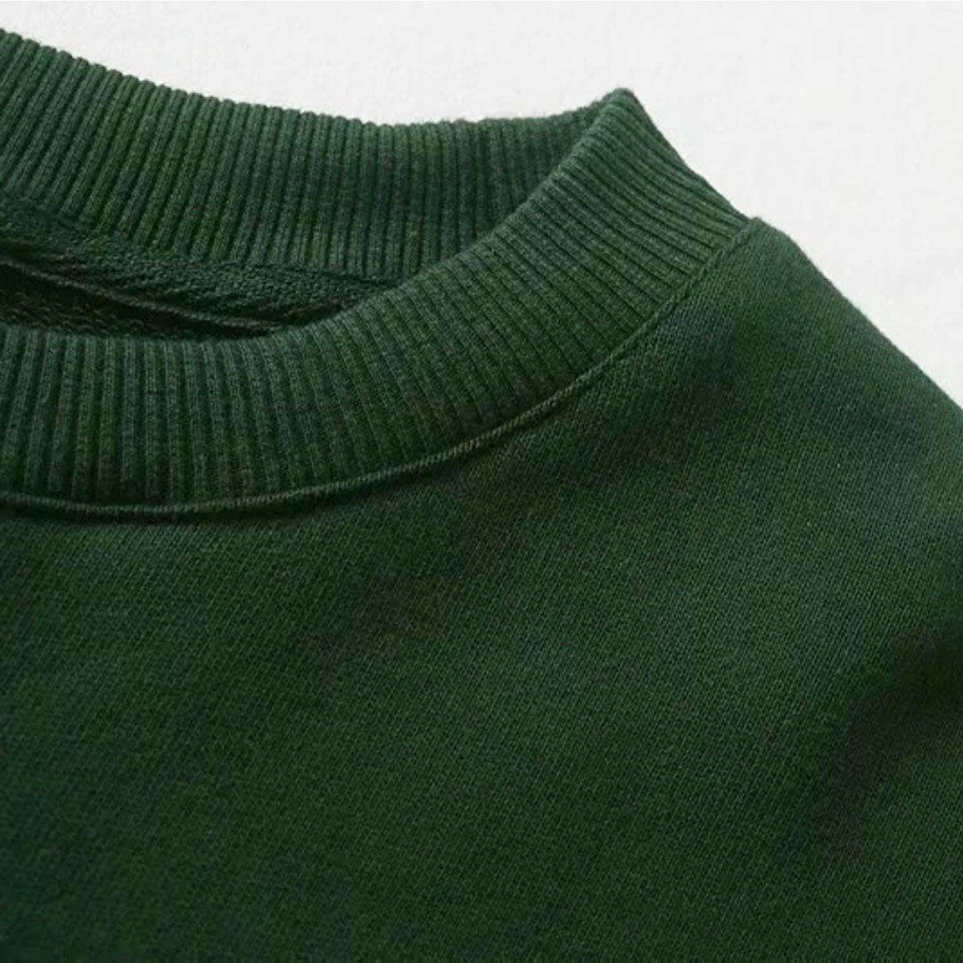 Letter Embroidery Long Sleeve Sweatshirt - Emerald Green