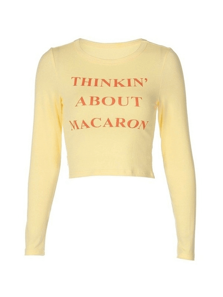 Letter Graphic Long Sleeve Crop Top
