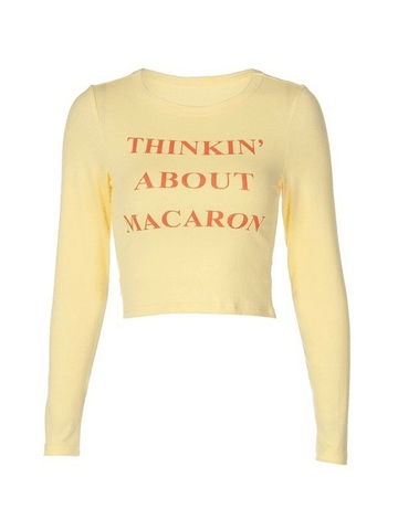 Letter Graphic Long Sleeve Crop Top