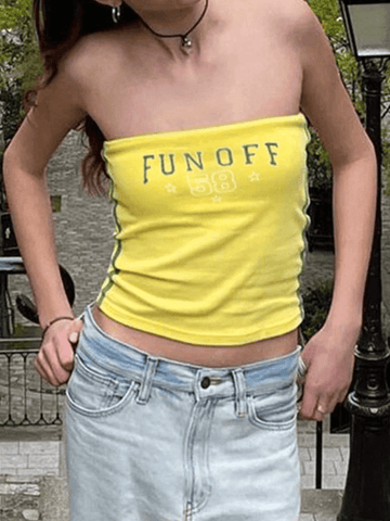 Bandeau-Top mit Buchstaben-Print