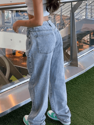 Boyfriendjeans aus hellem Waschdenim