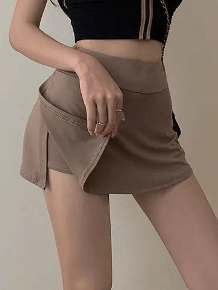 Lined Split Tennis Mini Skirt