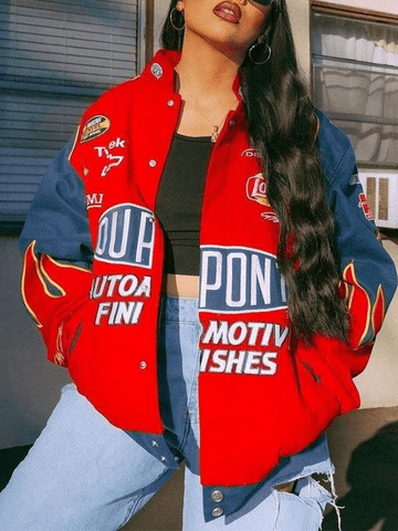 Moto Collegejacke mit Logo-Print