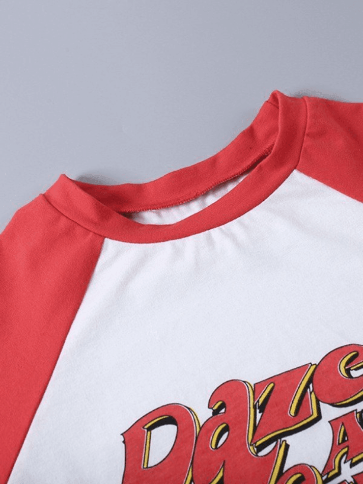 Logo Print Raglan Sleeve Crop Top