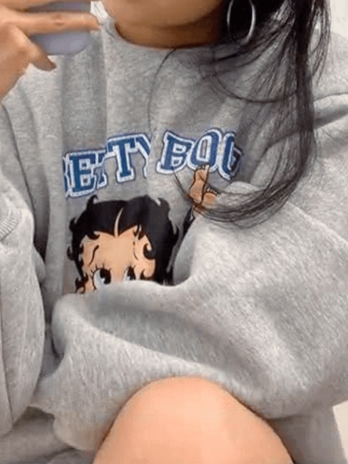 Langärmliges Sweatshirt mit Cartoon-Grafik