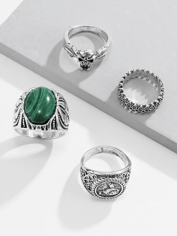 Men's 4pcs Vintage Silver Ring