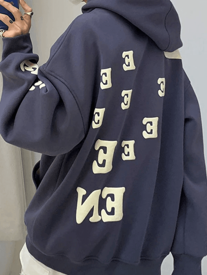 Men's Alphabet Graphic Pullover Hoodie