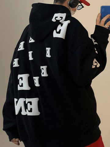 Men's Alphabet Graphic Pullover Hoodie