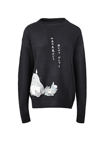 Langärmliger Strickpullover mit Cartoon-Muster für Herren