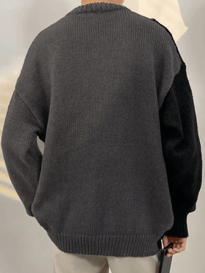 Men's Color Block Cable Knit Sweater