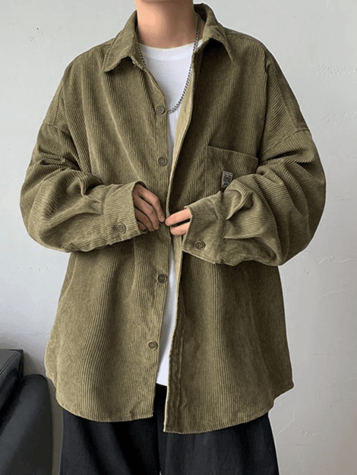 Lockeres Button-Down-Hemd aus Cord für Herren