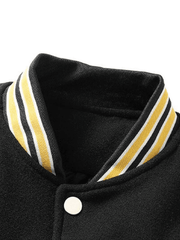 Men's Embroidery Button-Up Varsity Jacket