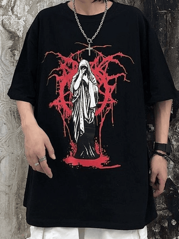 Camiseta de manga corta con estampado grunge para hombre