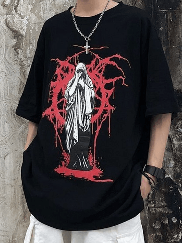 Camiseta de manga corta con estampado grunge para hombre