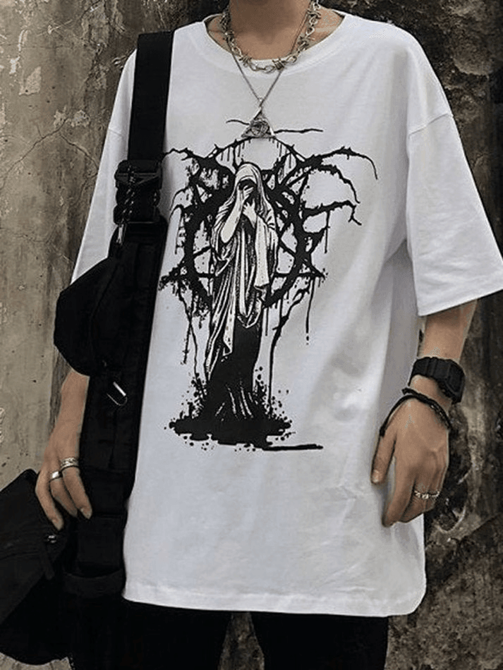 Camiseta de manga corta con estampado grunge para hombre