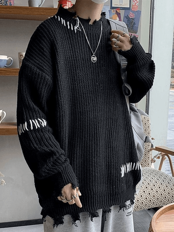 Men's Irregular Hole Sweater