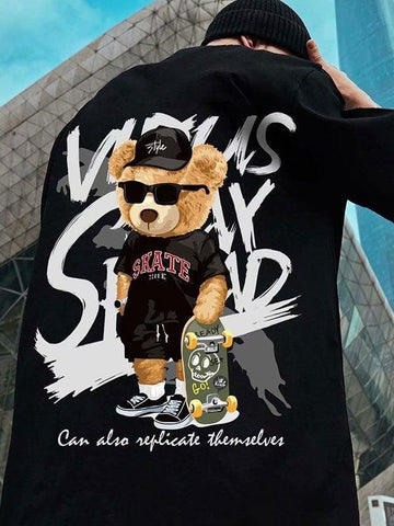 Camiseta gráfica de oso patinador para hombre