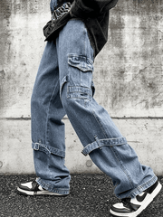 Men's Strap Detail Vintage Cargo Jeans