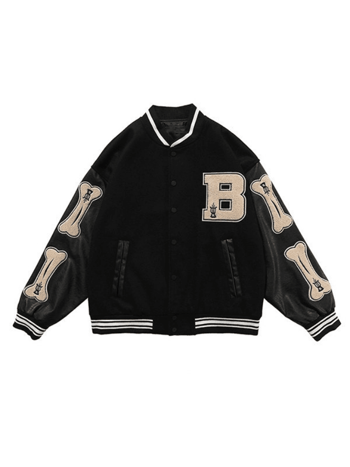 Men's Toweling Embroidered Varsity Jacket