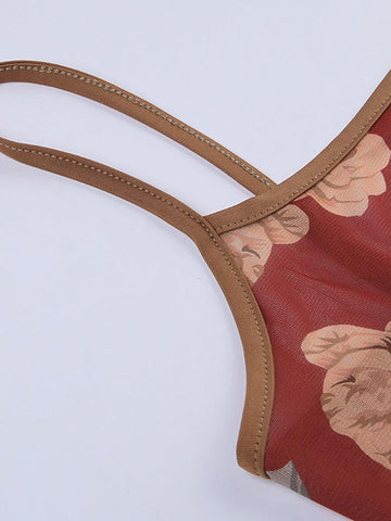 Mesh Floral Vintage Crop Cami Top